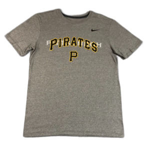 Pittsburg Pirates Shirt Mens Medium‎ Gray Nike MLB Baseball Swoosh Crew Neck Tee